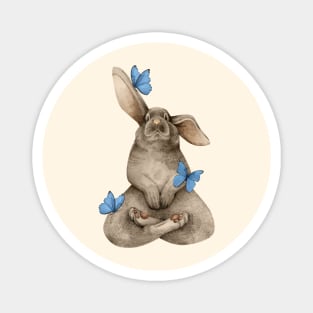 meditating bunny with butterflies Magnet